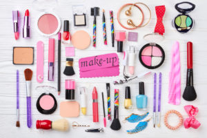Set of cosmetics and accessories.